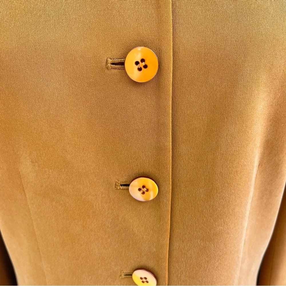 Chaus Vintage 100% Silk Jacket Skirt Suit Set SZ 12/10 Lined Shoulder Pad Career